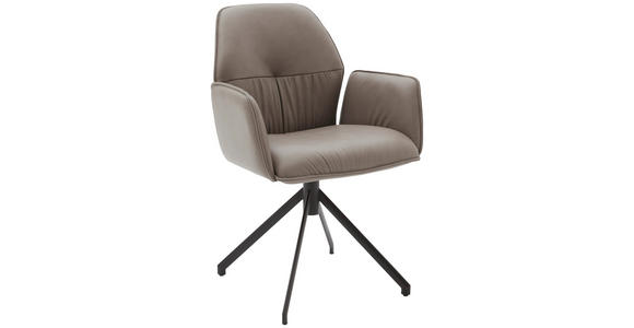 ARMLEHNSTUHL  Lederauswahl, Stoffauswahl  Echtleder  - Taupe/Schwarz, Design, Leder (66/89/66cm) - Dieter Knoll