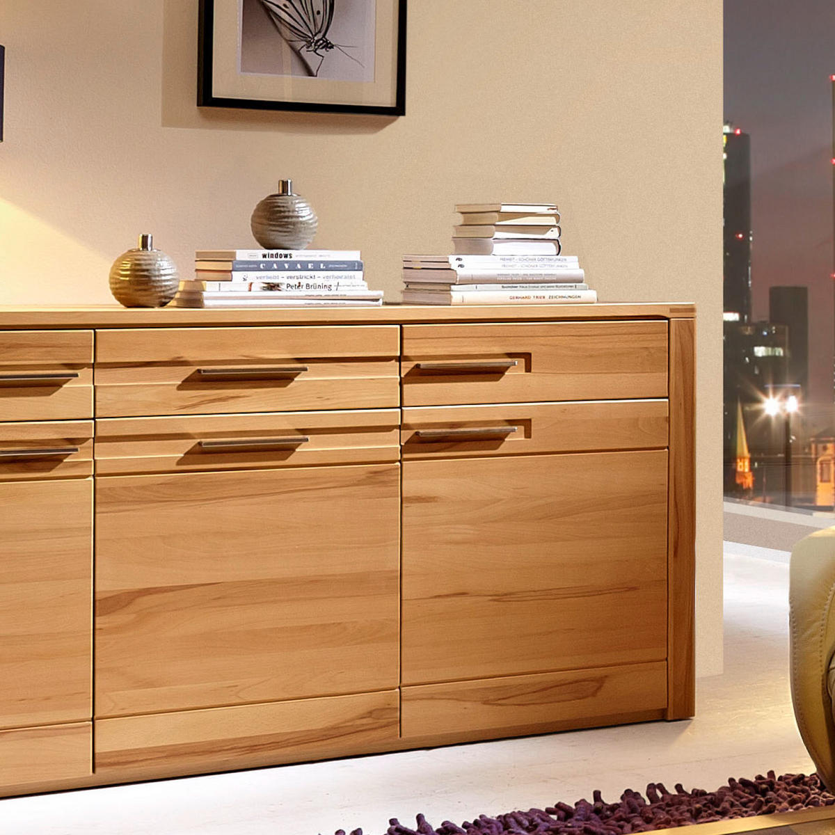 SIDEBOARD  in 188/86/42 cm  - Edelstahlfarben/Buchefarben, Design, Holz/Holzwerkstoff (188/86/42cm) - Livetastic