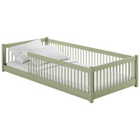 BODENBETT. - Birkefarben/Olivgrün, Basics, Holz (90/200cm) - Xora