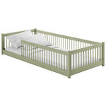 BODENBETT. - Birkefarben/Olivgrün, Basics, Holz (90/200cm) - Xora