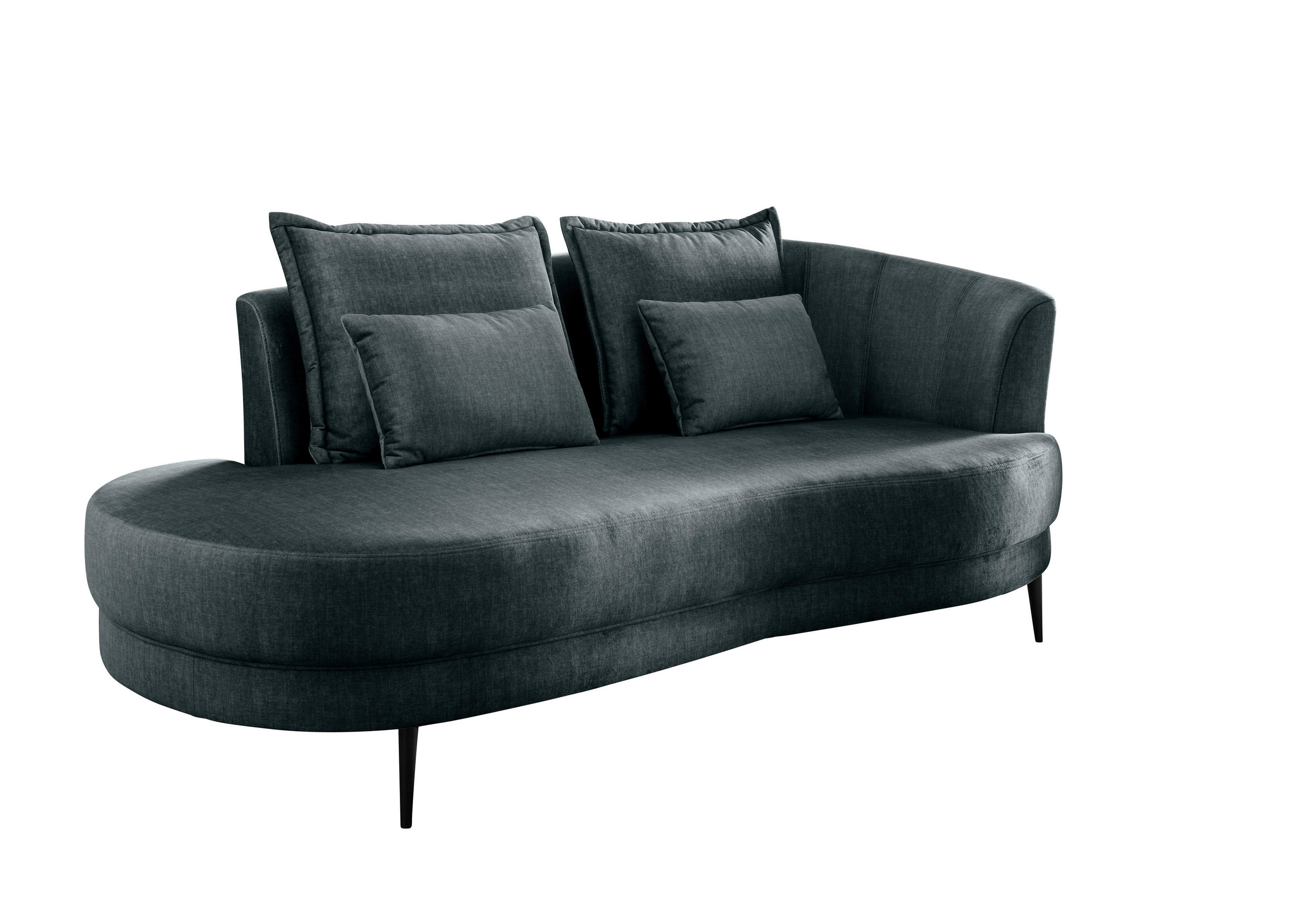 OTTOMANE in Velours Blau  - Blau/Schwarz, Modern, Textil/Metall (211/85/102cm) - Livetastic