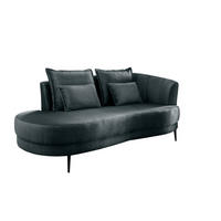 OTTOMANE in Velours Blau  - Blau/Schwarz, Modern, Textil/Metall (211/85/102cm) - Livetastic