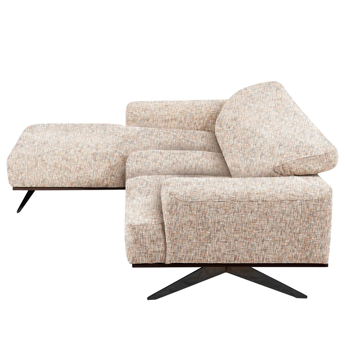 ECKSOFA PORTLAND in Struktur Blau, Gelb, Rot, Weiß Kopfteilverstellung  187/295 cm  - Blau/Gelb, Design, Holz/Textil (187/295cm) - Livetastic