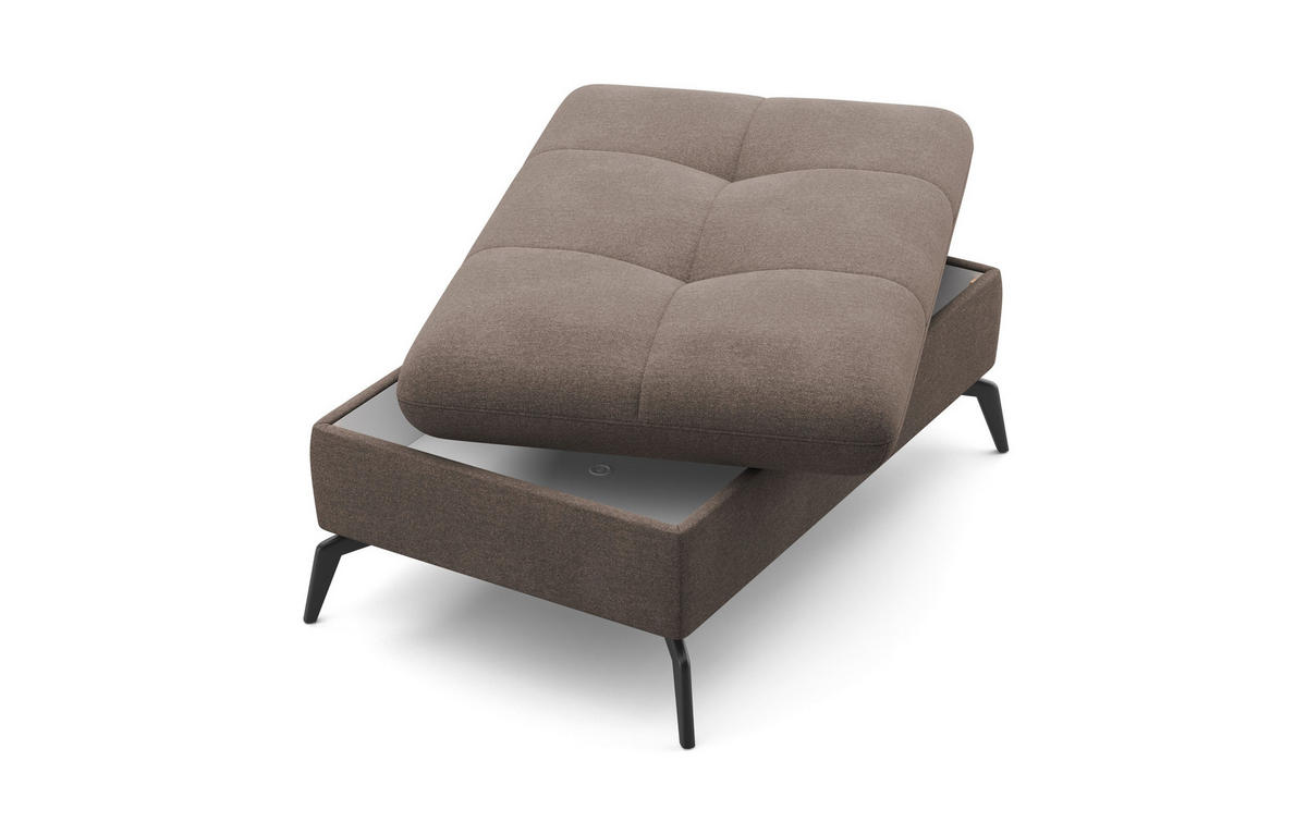 HOCKER in Textil Schlammfarben  - Schlammfarben/Schwarz, KONVENTIONELL, Textil/Metall (102/47/69cm) - Sit & More