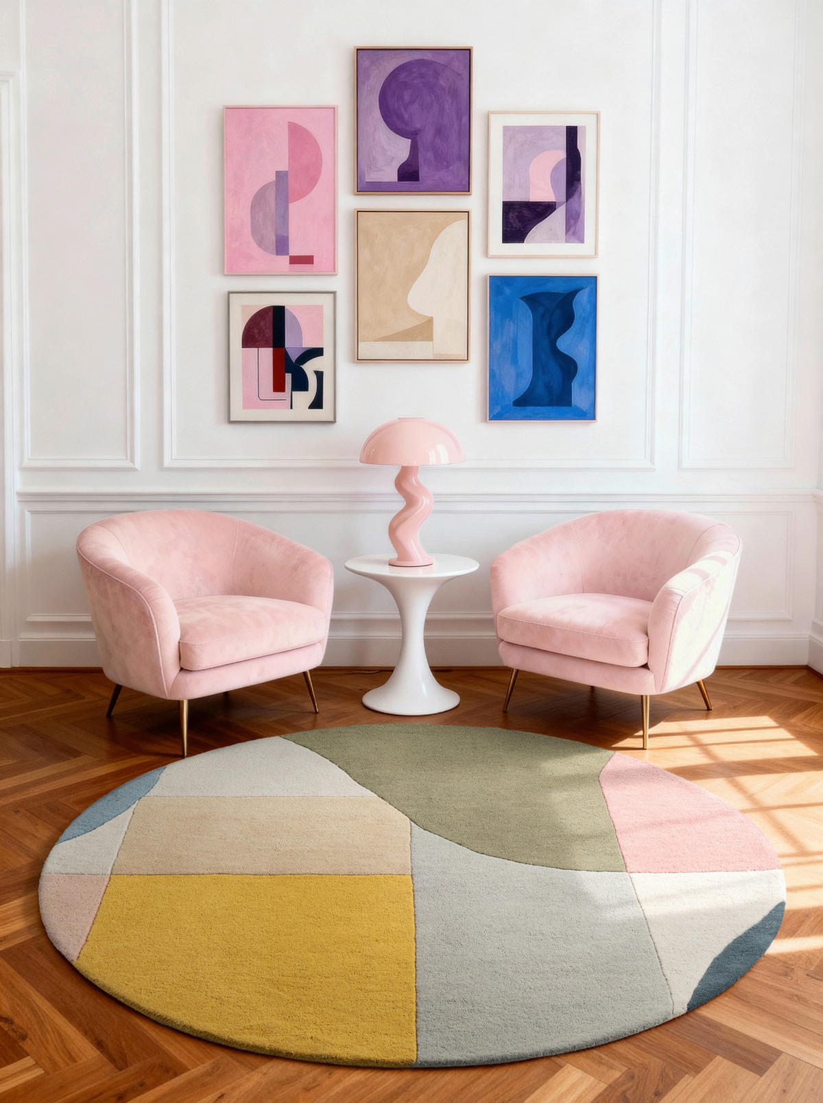 WOLLTEPPICH 160 cm Westminster Curzon Creme, Multicolor rund  - Multicolor/Creme, Basics, Textil (160cm) - Ted Baker