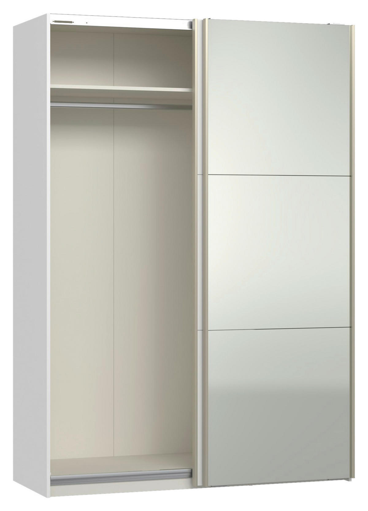 SCHWEBETÜRENSCHRANK 152/220/65 cm 2-türig Weiß  - Edelstahlfarben/Weiß, Design, Glas/Holzwerkstoff (152/220/65cm) - Jutzler