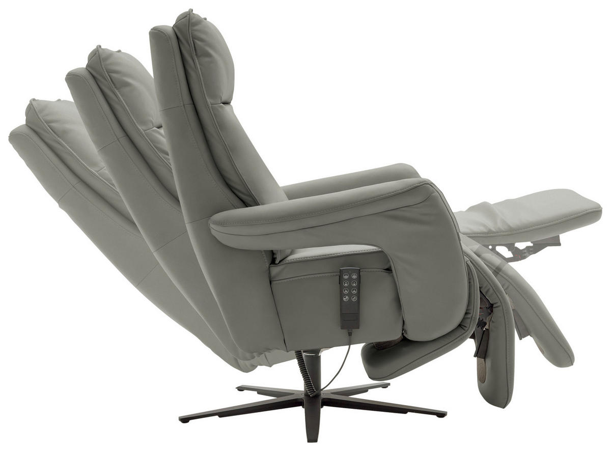 RELAXSESSEL in Leder Grau  - Schwarz/Grau, Design, Leder/Metall (83/116/87cm) - Valdera