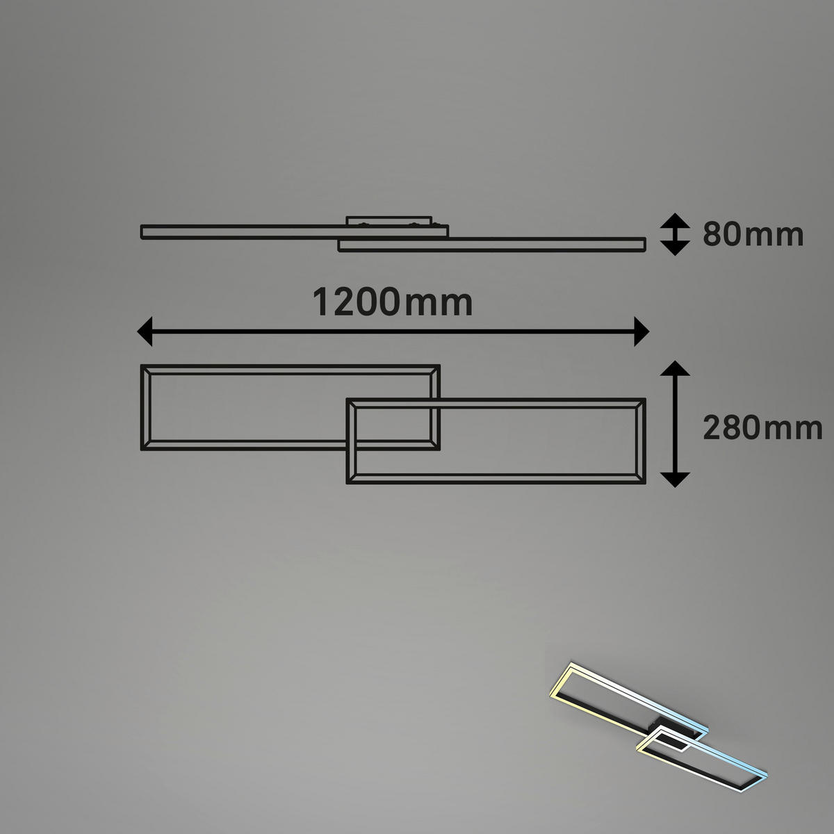 LED PLAFONJERA  - crna, Osnovno, metal/plastika (120/28/8cm)