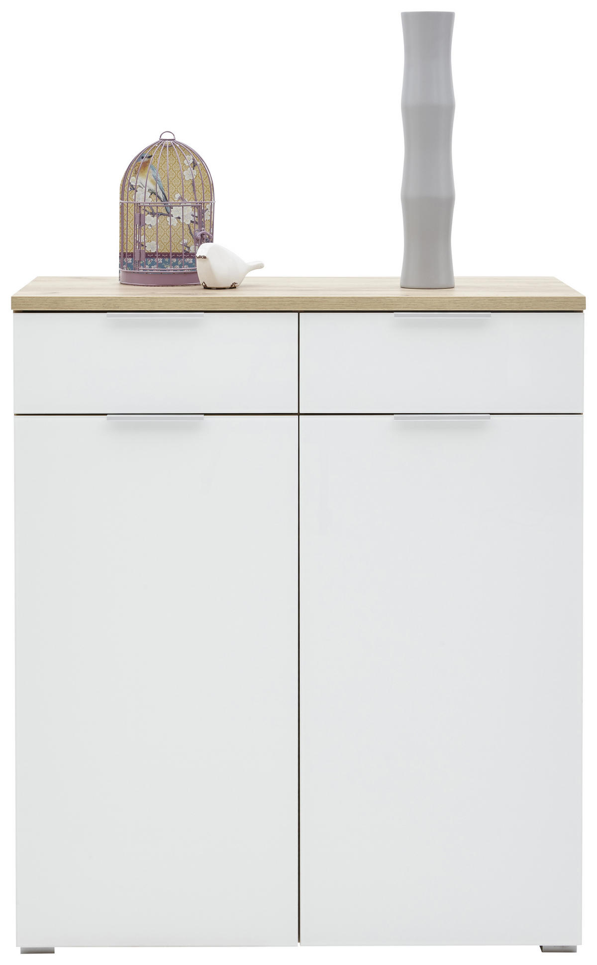 CIPŐSSZEKRÉNY 89/105/40 cm  - tölgyfa/ezüstszínű, Design, műanyag/faalapú anyag (89/105/40cm) - Voleo