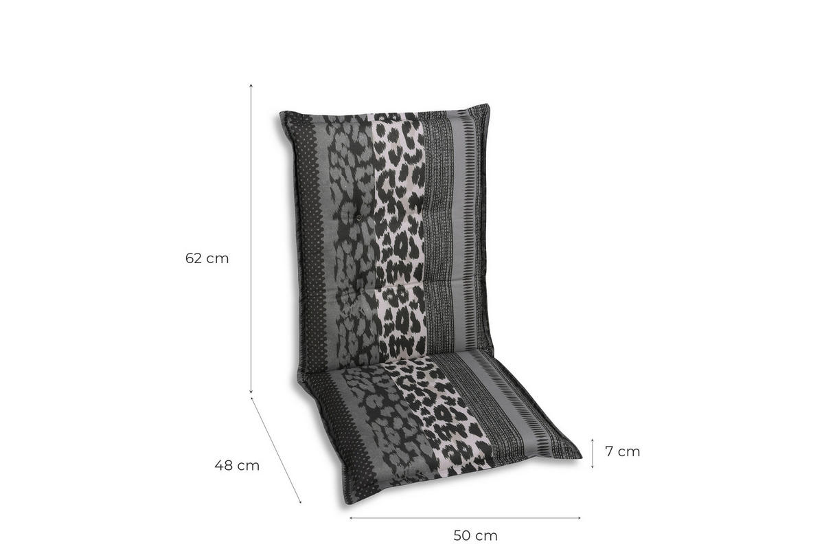 SESSELAUFLAGENSET in Anthrazit Animalprint  - Anthrazit, Basics, Textil (50/7/110cm)