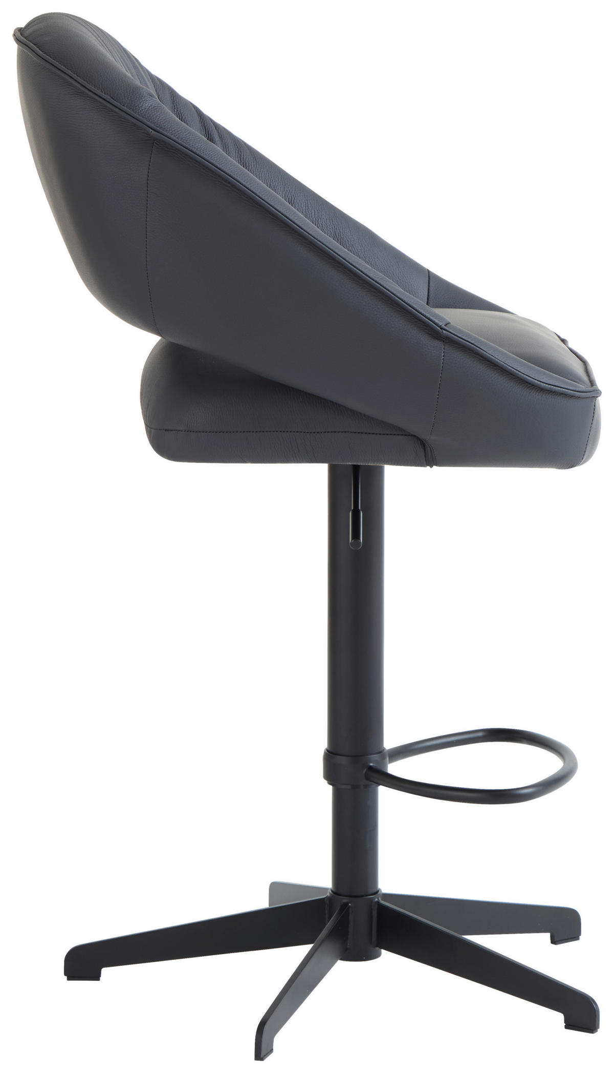 BARHOCKER Echtleder Schwarz Eisen Sitzfläche 360° drehbar, automatische Rückholfunktion  - Schwarz, Design, Leder/Metall (56/96-120/59cm) - Dieter Knoll