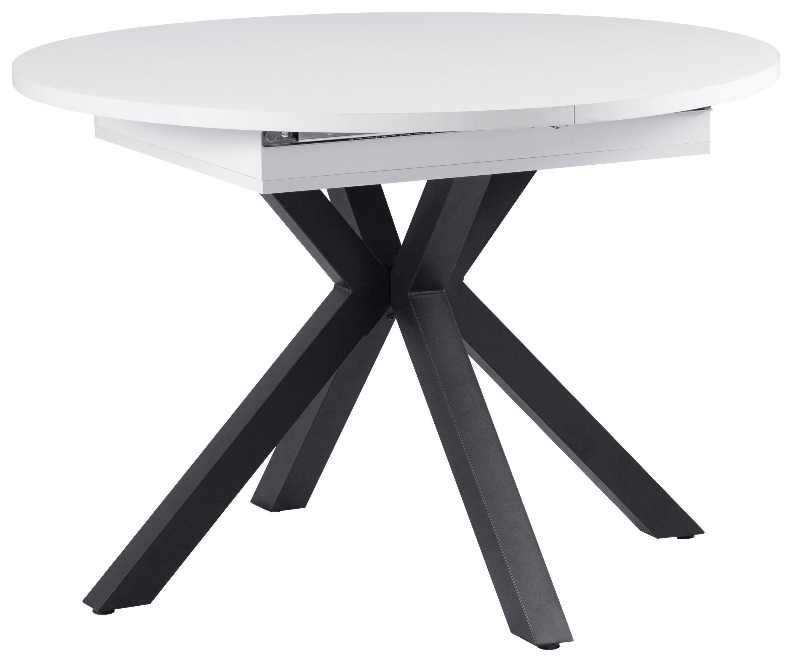 ESSTISCH 110/150/110/76 cm Nachbildung  Metall, Holzwerkstoff ausziehbar oval Schwarz, Weiß  - Schwarz/Weiß, MODERN, Holzwerkstoff/Metall (110/150/110/76cm) - Livetastic