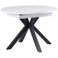 ESSTISCH 110/150/110/76 cm Nachbildung  Metall, Holzwerkstoff ausziehbar oval Schwarz, Weiß  - Schwarz/Weiß, MODERN, Holzwerkstoff/Metall (110/150/110/76cm) - Livetastic