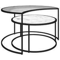 COUCHTISCHSET rund Weiß  - Schwarz/Weiß, Design, Glas/Holzwerkstoff (78/45/62cm) - MID.YOU