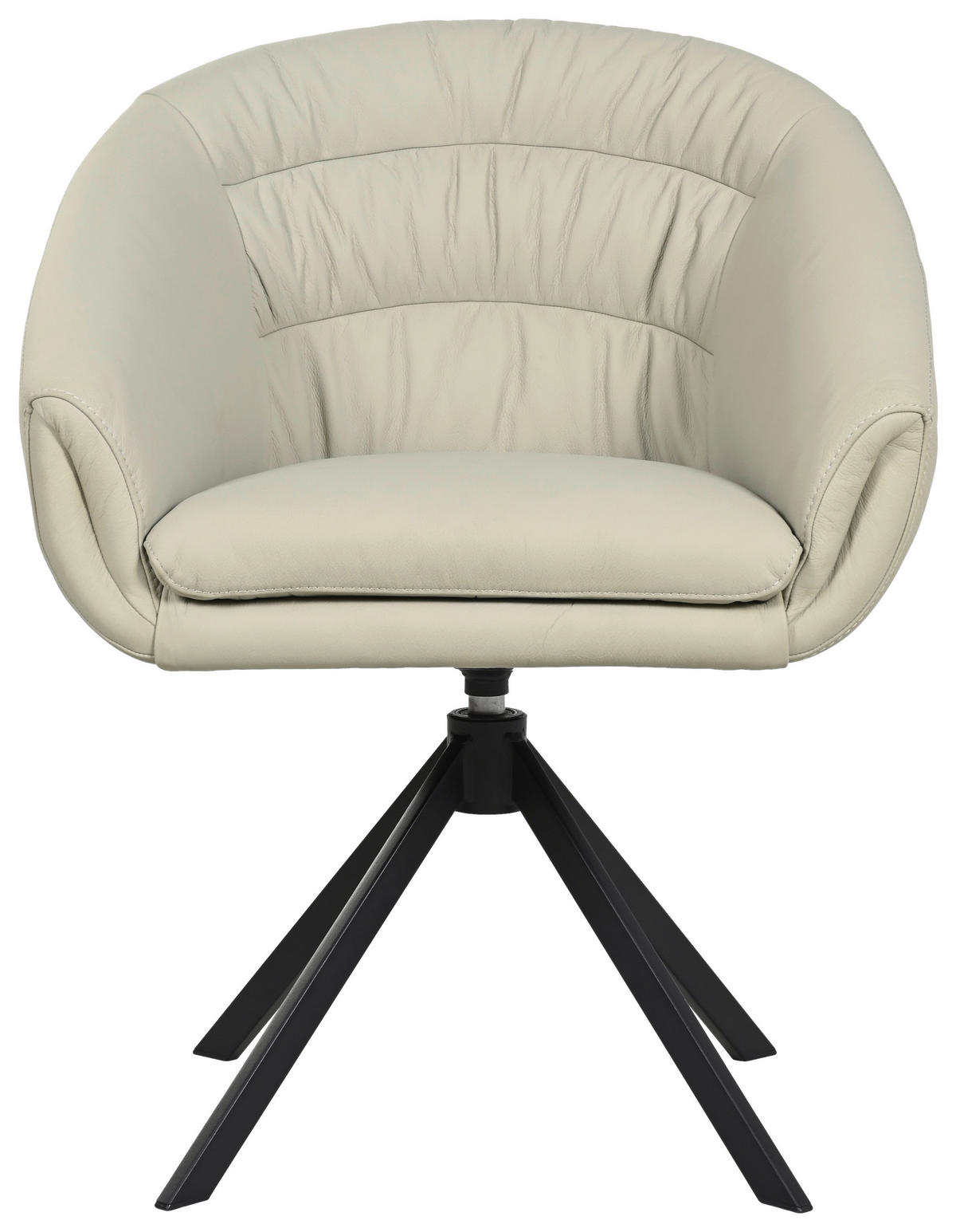 ARMLEHNSTUHL  Lederauswahl, Sitzfläche 360° drehbar  Echtleder  - Taupe/Schwarz, Design, Leder/Metall (64/81.5/61cm) - Johann Jakob