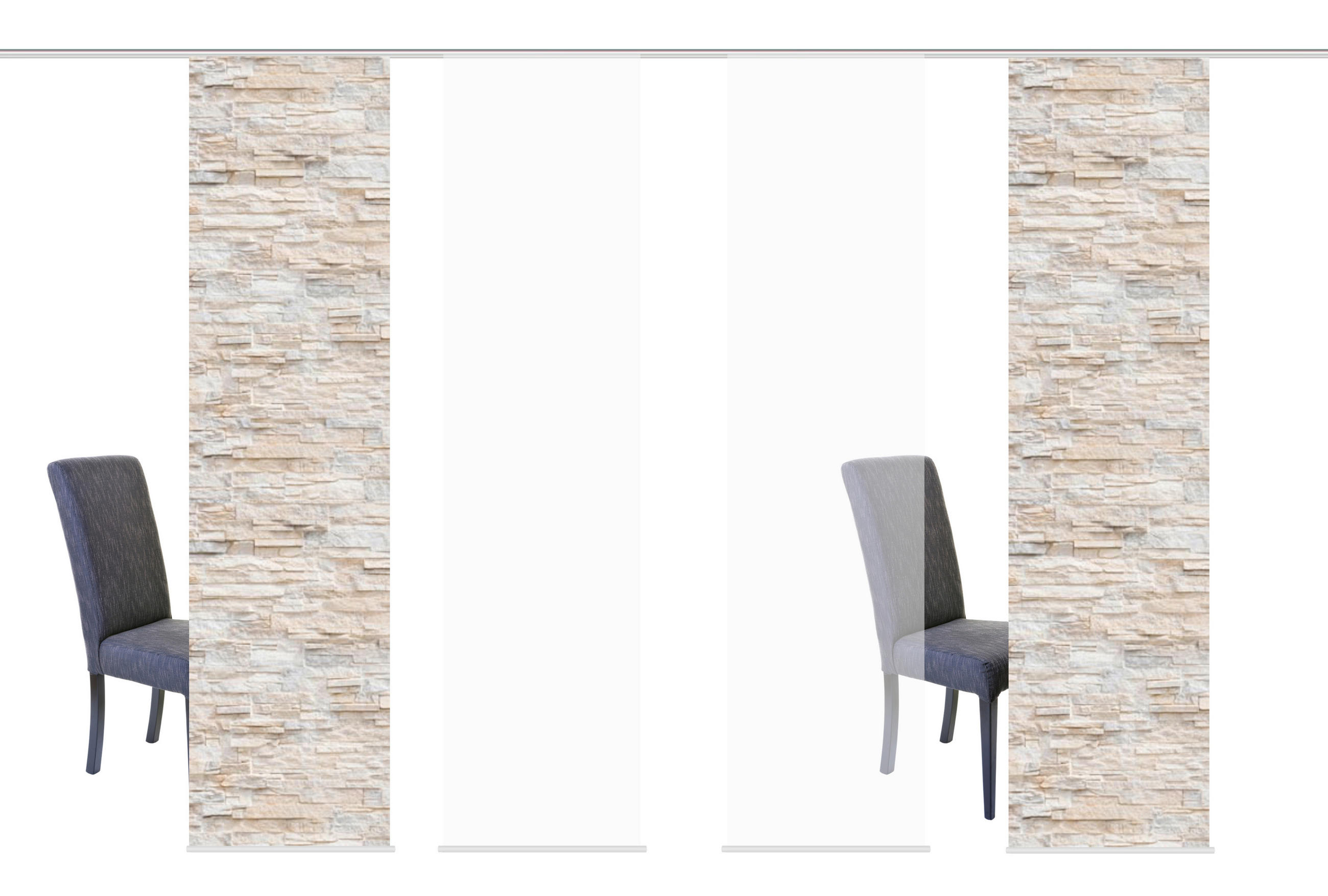 FLÄCHENVORHANG  4 Stück  halbtransparent   60/245 cm  - Naturfarben/Weiß, Design, Textil (60/245cm)