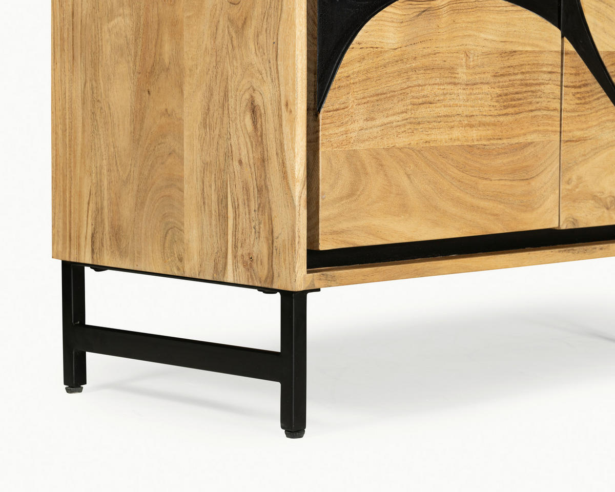 SIDEBOARD  in 160/85/40 cm  - Schwarz/Akaziefarben, Design, Holz/Metall (160/85/40cm) - Ambia Home