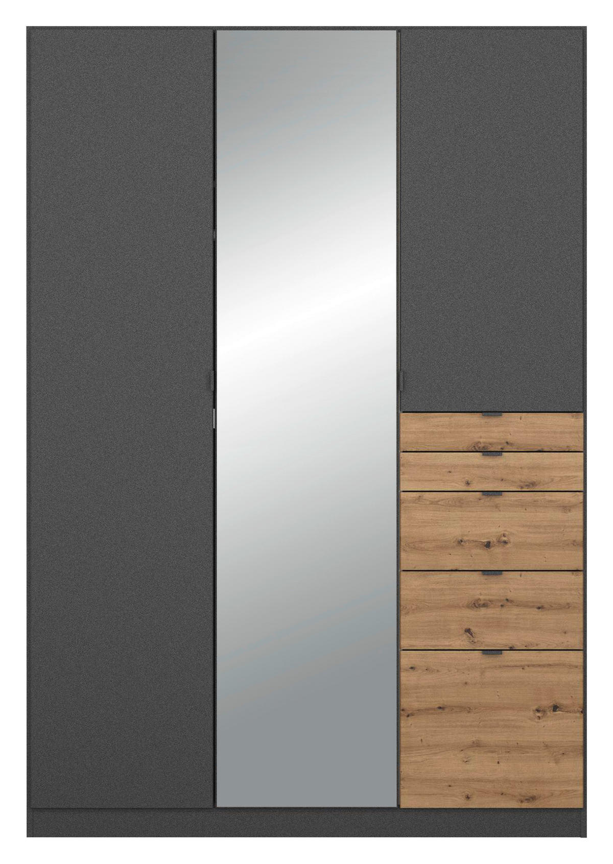 DREHTÜRENSCHRANK 136/197/54 cm 3-türig Eichefarben, Dunkelgrau  - Dunkelgrau/Eichefarben, MODERN, Holzwerkstoff (136/197/54cm) - Rauch Möbel