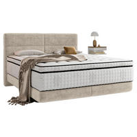 BOXSPRINGBETT 180/200 cm,  in Beige, Matratze, Topper, H3 + H3 = fest  - Beige/Schwarz, KONVENTIONELL, Holz/Textil (180/200cm) - Esposa