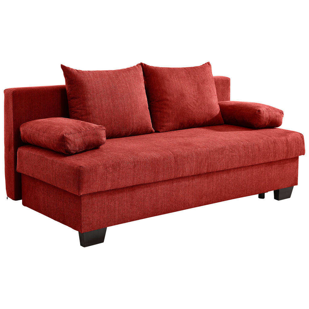 Thumbnail - Xora Schlafsofa Bilbao, Rot, Textil, Buche, massiv, Uni, 3-Sitzer, Füllung: Schaumstoff, 200x88x102 cm, Stoffauswahl, Sc...