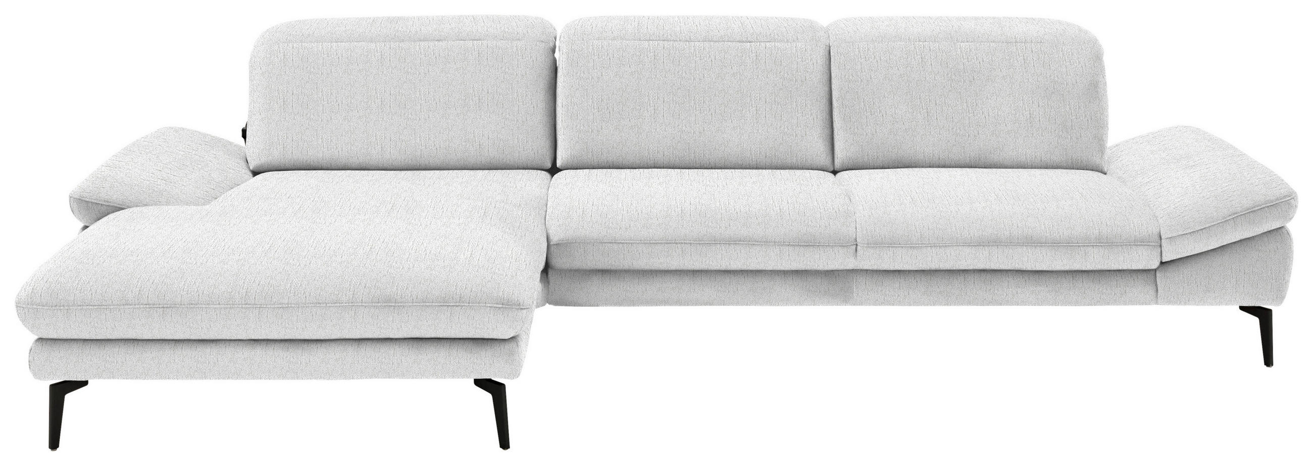 ECKSOFA in Chenille Weiss  - Weiss/Schwarz, Design, Textil/Metall (188/319cm) - Beldomo System