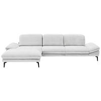 ECKSOFA in Chenille Weiss  - Weiss/Schwarz, Design, Textil/Metall (188/319cm) - Beldomo System