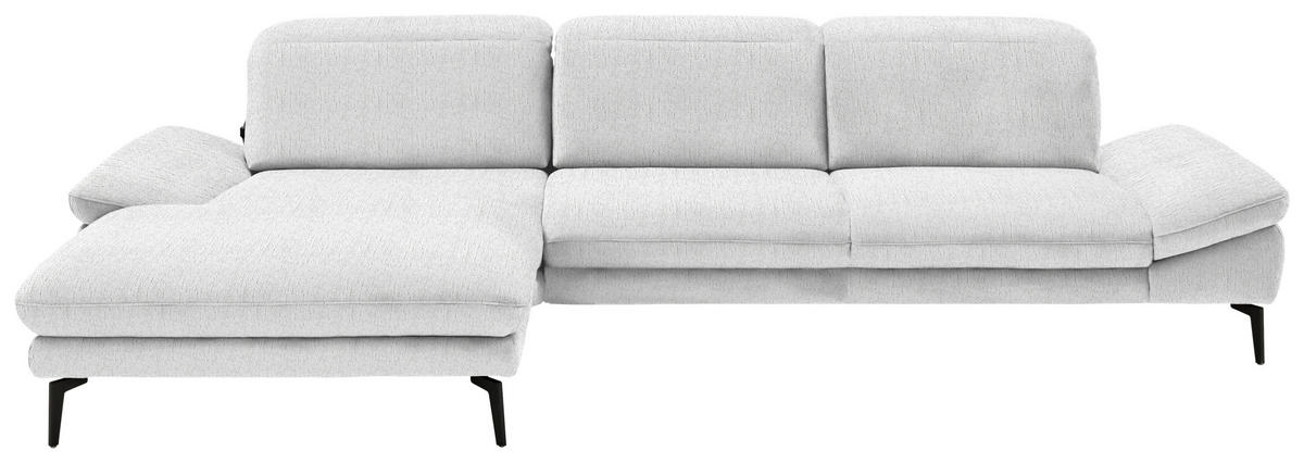 ECKSOFA in Chenille Weiss  - Weiss/Schwarz, Design, Textil/Metall (188/319cm) - Beldomo System