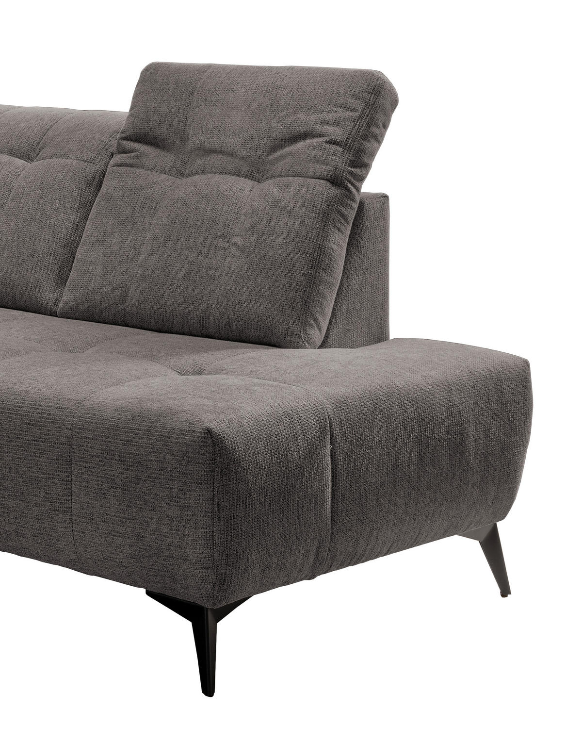 ECKSOFA in Chenille Graubraun  - Graubraun/Schwarz, Modern, Textil/Metall (261/200cm) - Livetastic