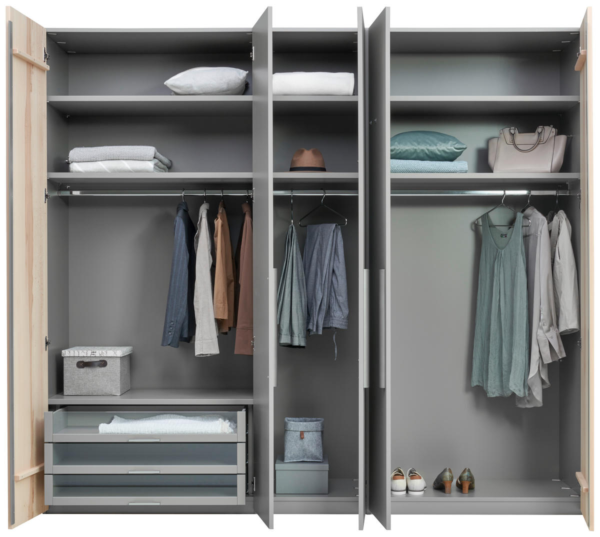 DREHTÜRENSCHRANK  in Buchefarben, Fango  - Fango/Titanfarben, Design, Holz/Holzwerkstoff (249,2/222,3/62cm) - Valdera
