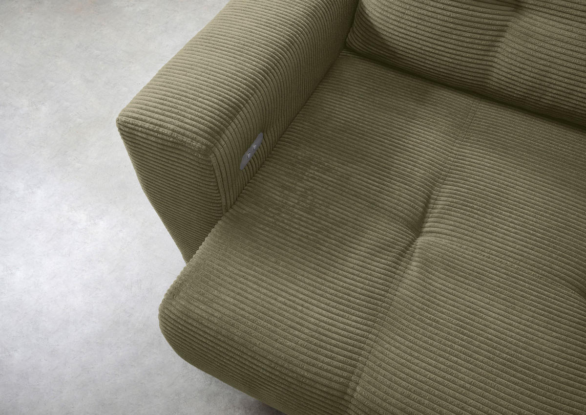 ECKSOFA in Cord Olivgrün  - Schwarz/Olivgrün, Modern, Holz/Textil (246/177cm) - MID.YOU