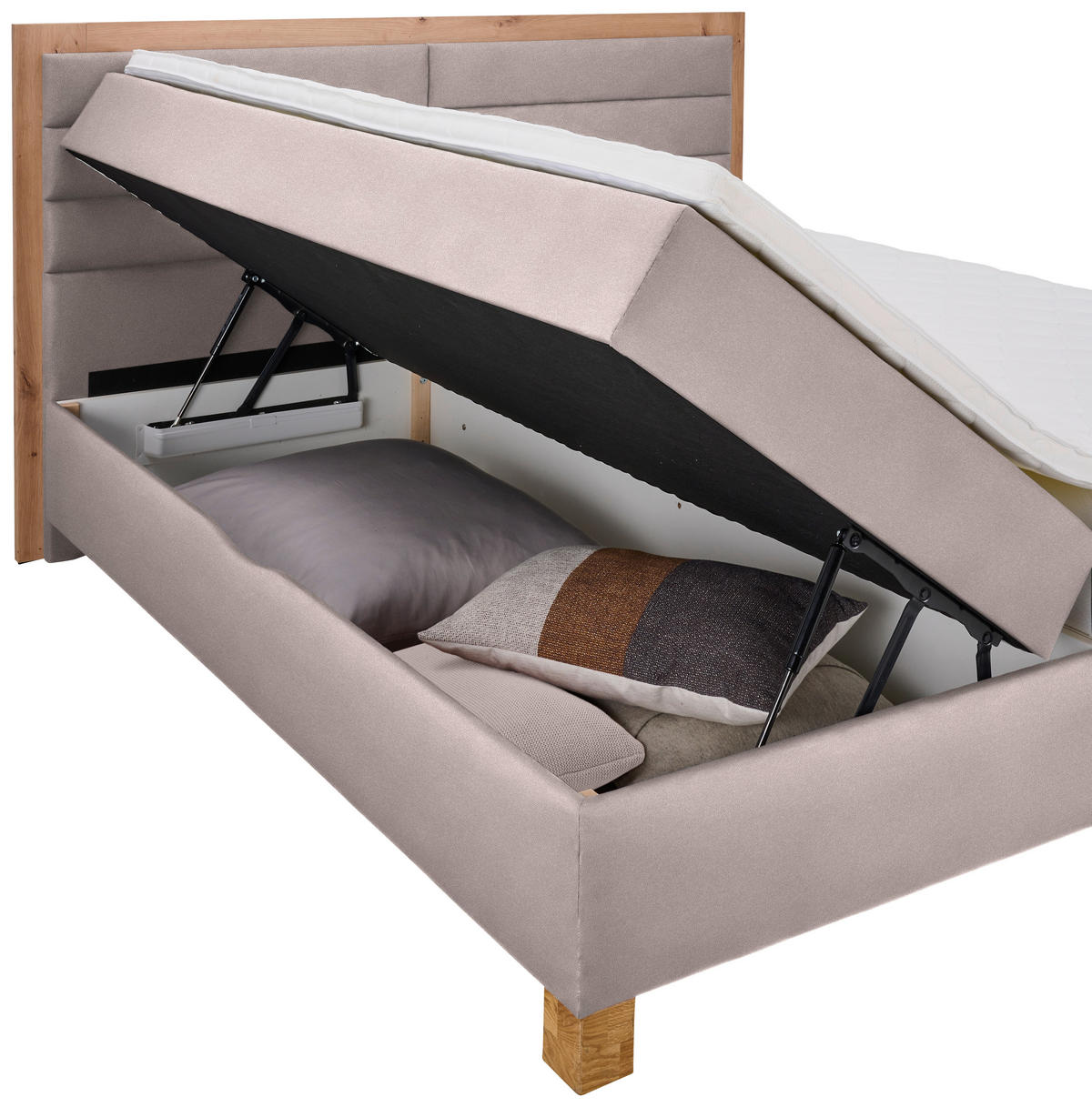 BOXBETT 180/200 cm  in Beige, Eiche Artisan  - Beige/Eiche Artisan, KONVENTIONELL, Holz/Textil (180/200cm) - Carryhome