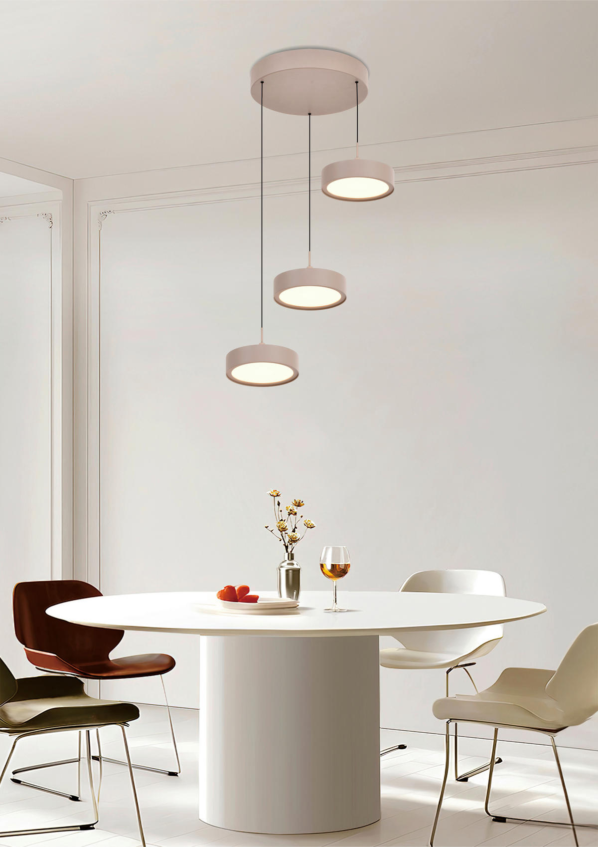 LED-HÄNGELEUCHTE Valensole 42,5/150/42,5 cm  - Sandfarben, Design, Metall (42,5/150/42,5cm)
