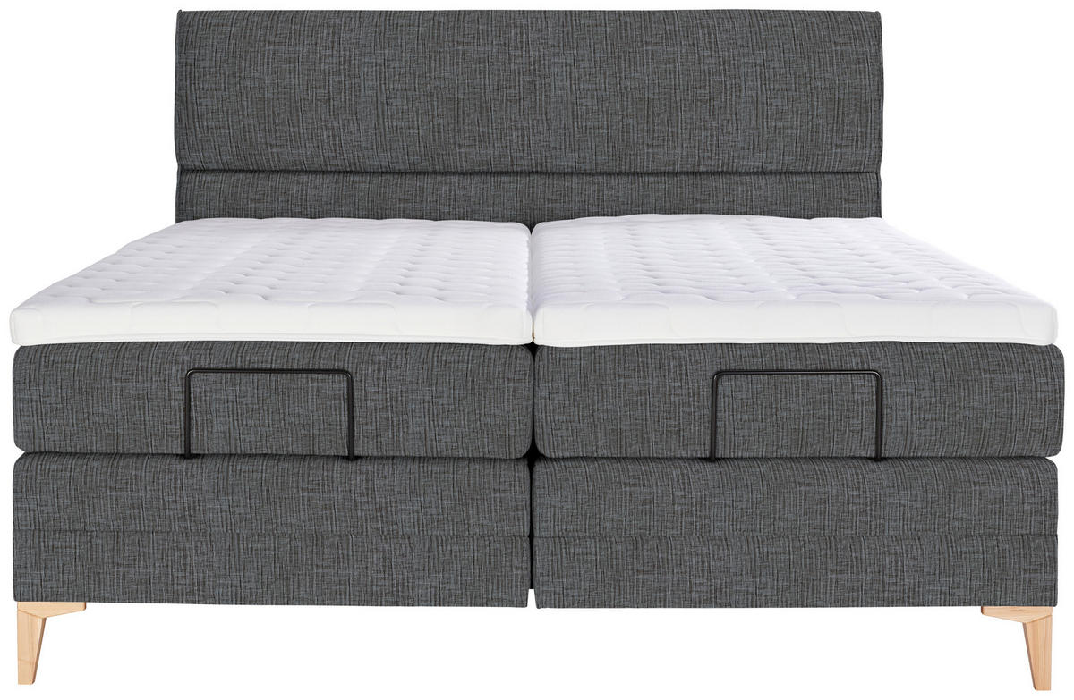 BOXSPRINGBETT 180/200 cm  in Grau  - Eichefarben/Grau, Konventionell, Holz/Textil (180/200cm) - Voleo