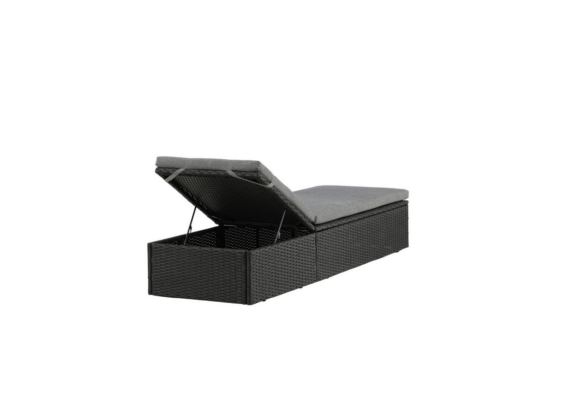 SONNENLIEGE 60.5/37.5/198 cm  - Schwarz/Grau, KONVENTIONELL, Kunststoff/Textil (60.5/37.5/198cm) - Gardenson