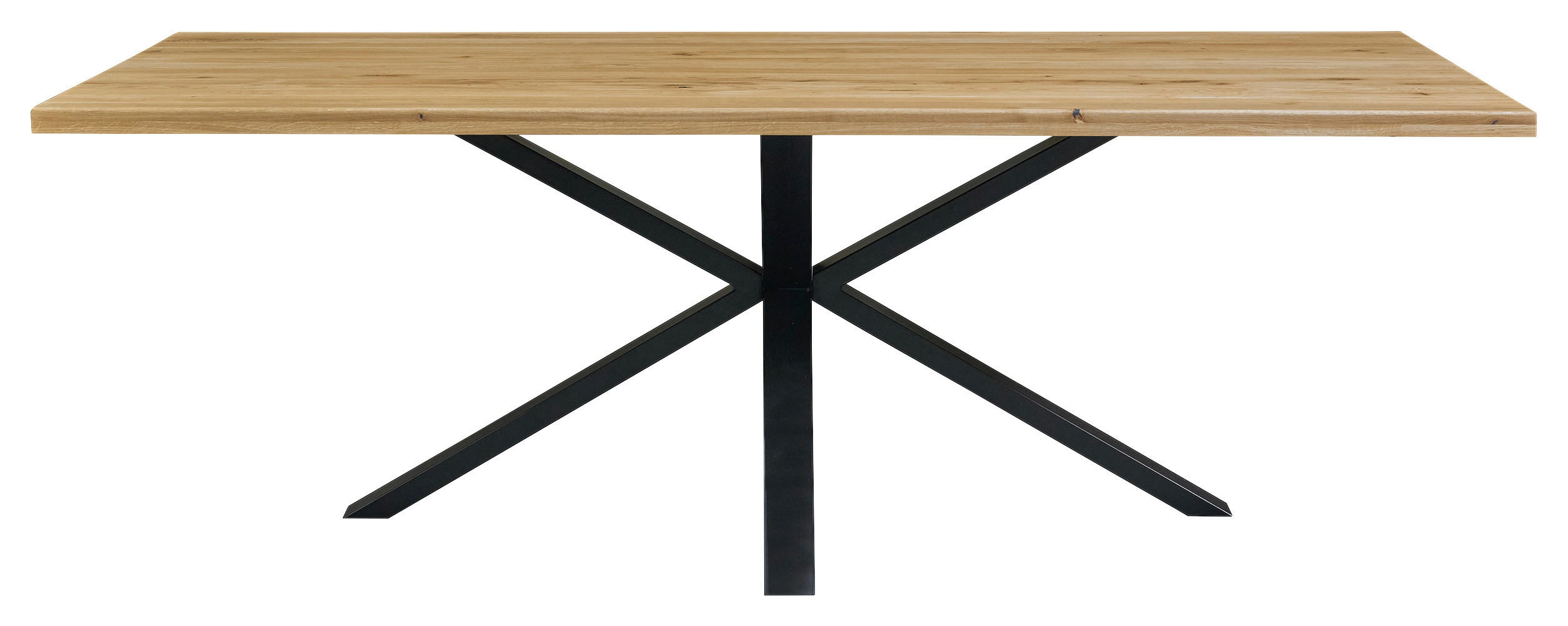 ESSTISCH Eiche massiv rechteckig Schwarz, Eichefarben  - Eichefarben/Schwarz, MODERN, Holz/Metall (220/100/76cm) - Boxxx