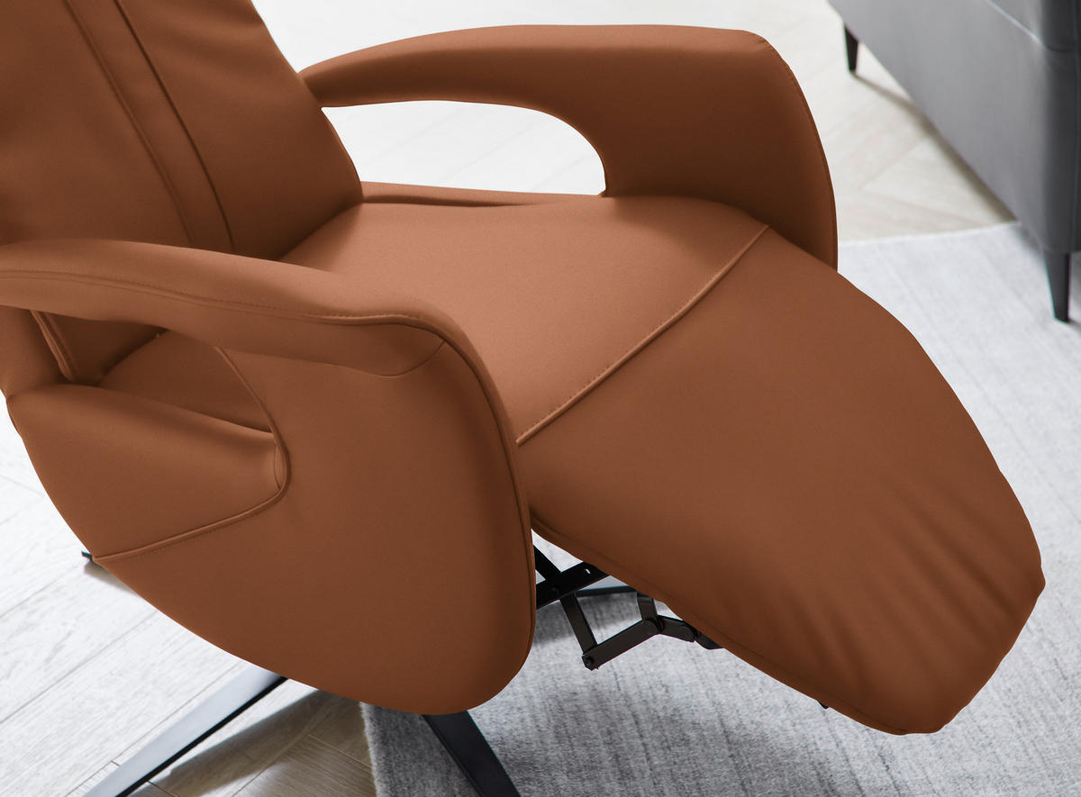 RELAXSESSEL in Leder Cognac  - Cognac/Schwarz, Design, Leder/Metall (71/112/83cm) - Dieter Knoll