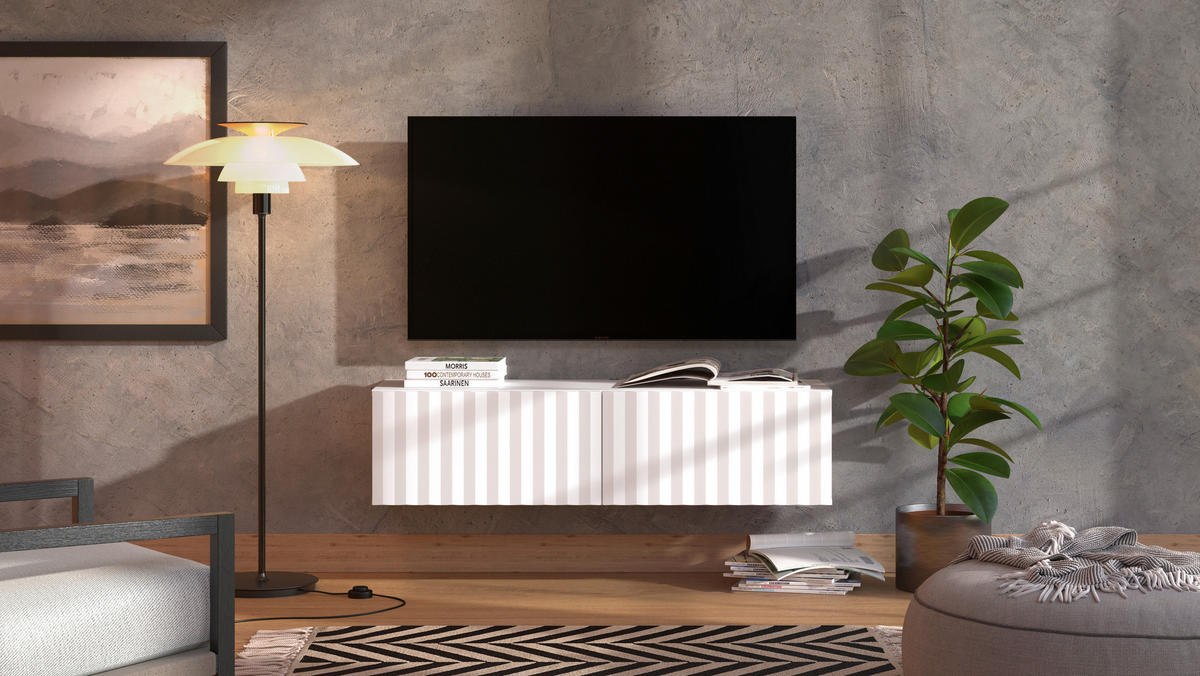 TV STOLEK, bílá, 128/32/42 cm - bílá, Basics, kompozitní dřevo (128/32/42cm) - Xora