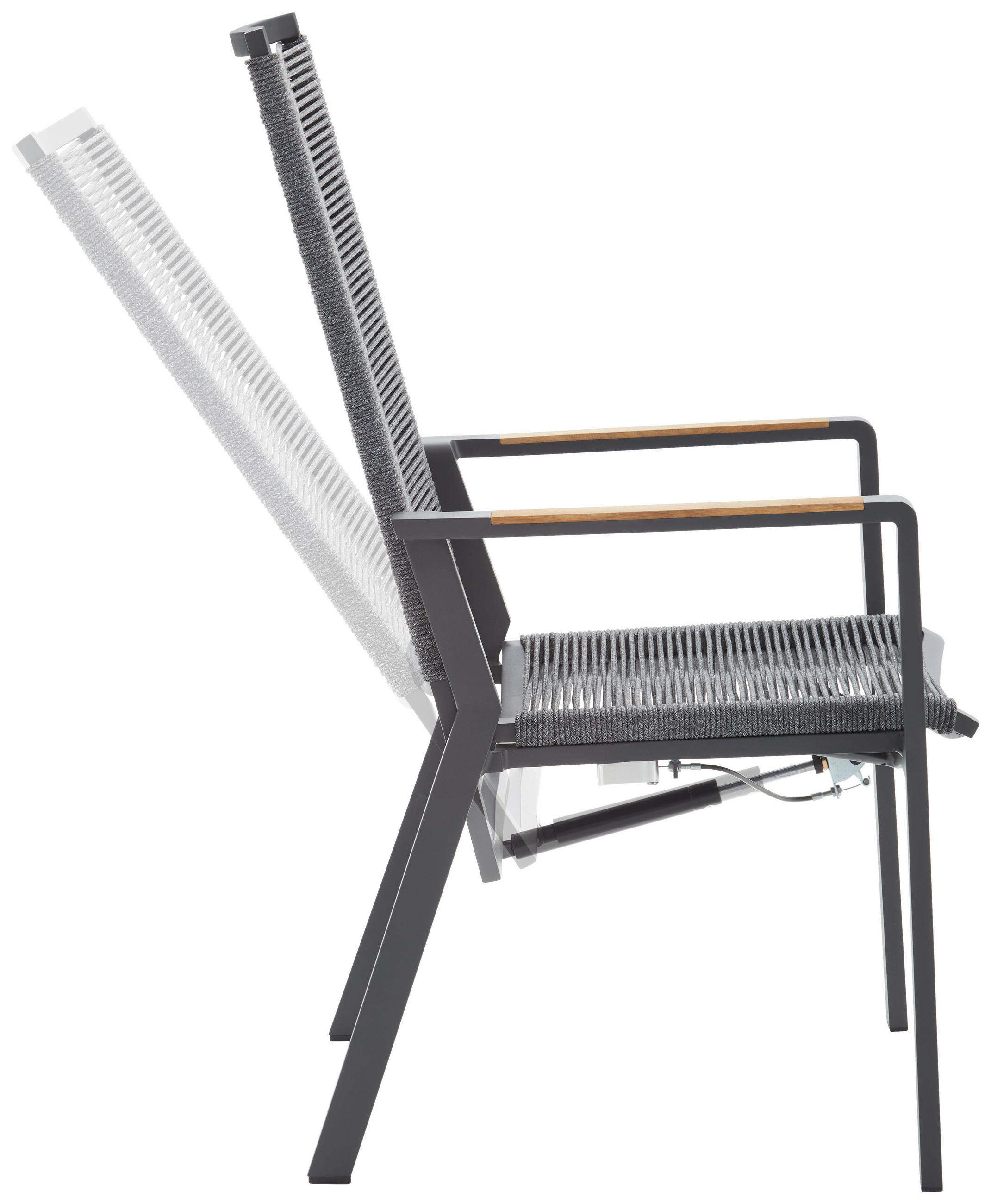 GARTENSESSEL Teakholz Aluminium Anthrazit  - Anthrazit, Design, Holz/Textil (55/110/62cm) - Amatio