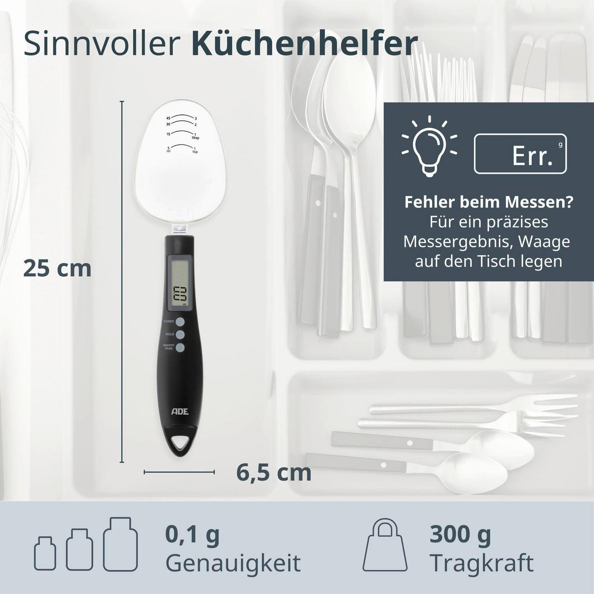 ELEKTRISCHE KÜCHENWAAGE - Schwarz, Basics, Kunststoff - ADE