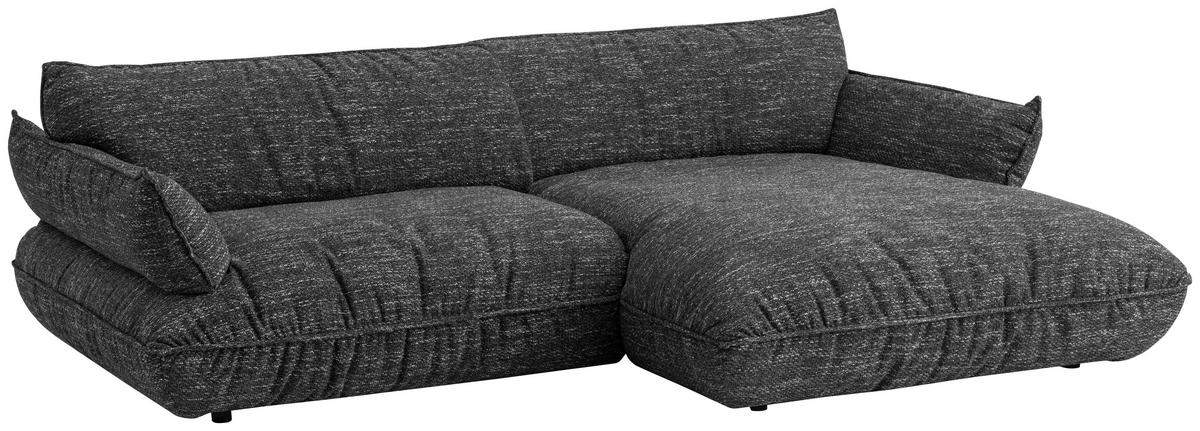 ECKSOFA in Flachgewebe Graubraun  - Graubraun/Schwarz, Design, Kunststoff/Textil (264/185cm) - Emilio Belluti
