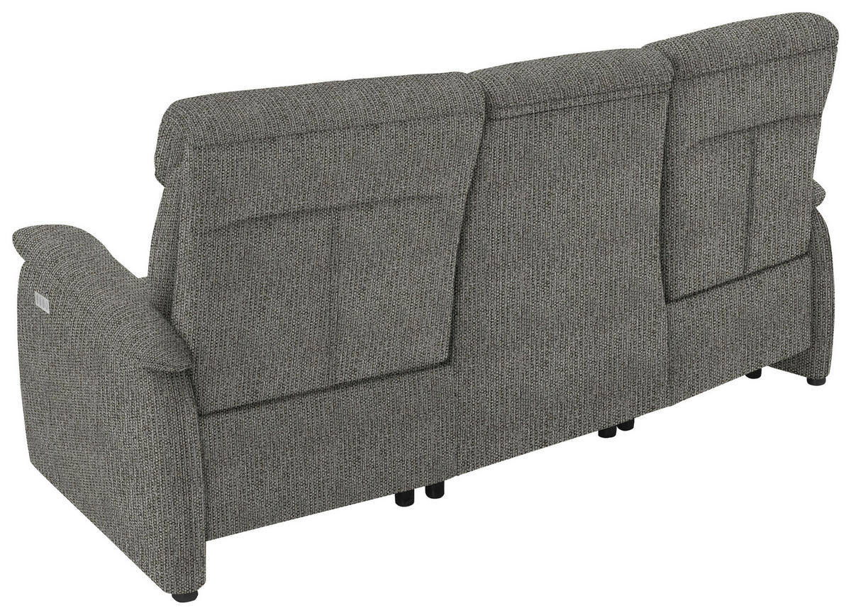 TRAPEZSOFA in Flachgewebe Graubraun  - Graubraun/Schwarz, KONVENTIONELL, Textil/Metall (219/107/97cm) - Pure Home Comfort
