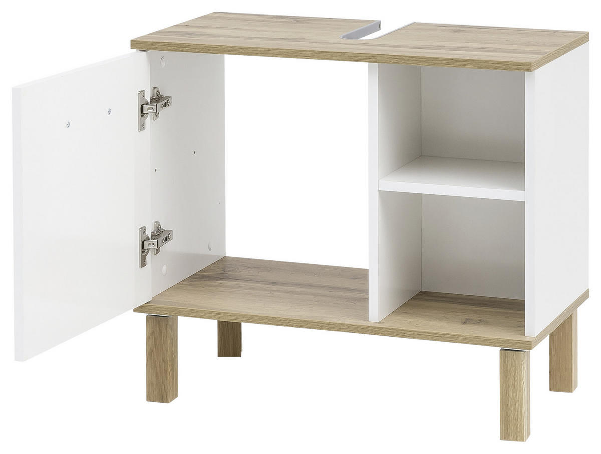 WASCHBECKENUNTERSCHRANK 65,2/60,1/35,0 cm  - Eichefarben/Weiß, MODERN, Holz/Holzwerkstoff (65,2/60,1/35,0cm) - MID.YOU