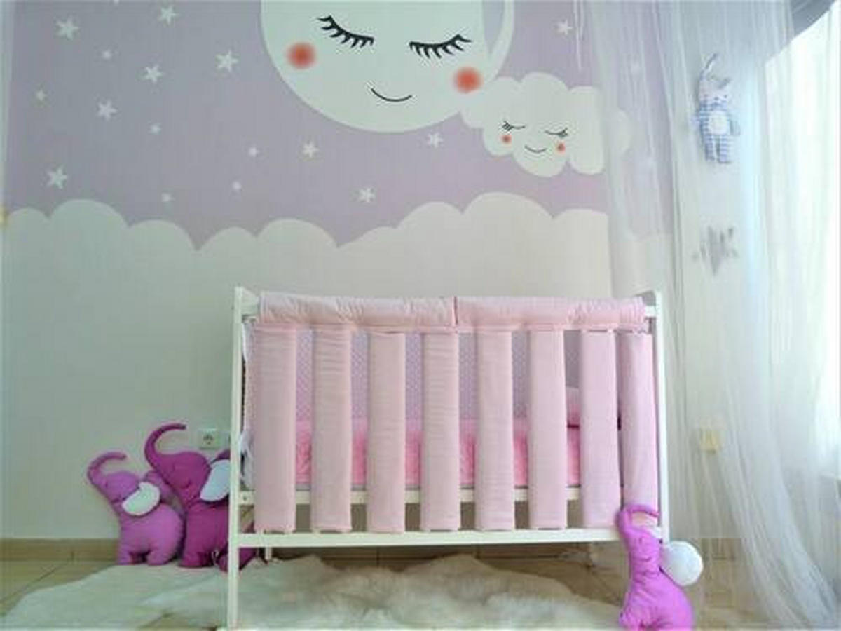 ZAŠTITNA OGRADICA ZA KREVET   - pink/bijela, Basics, tekstil (27/56cm)