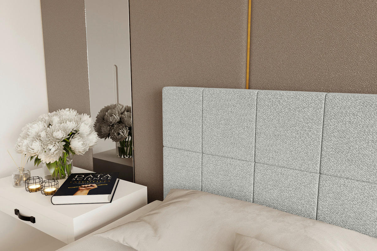 BOXBETT 140/200 cm,  in Hellgrau, Topper, Matratzen, Bettschubladen, H3 = fest  - Hellgrau/Schwarz, KONVENTIONELL, Kunststoff/Textil (140/200cm) - Boxxx