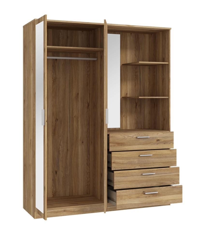 DULAP CU UȘI ROTATIVE culoare lemn stejar  - culoare lemn stejar, Modern, plastic/material pe bază de lemn (159,3/203,4/52,7cm) - Carryhome