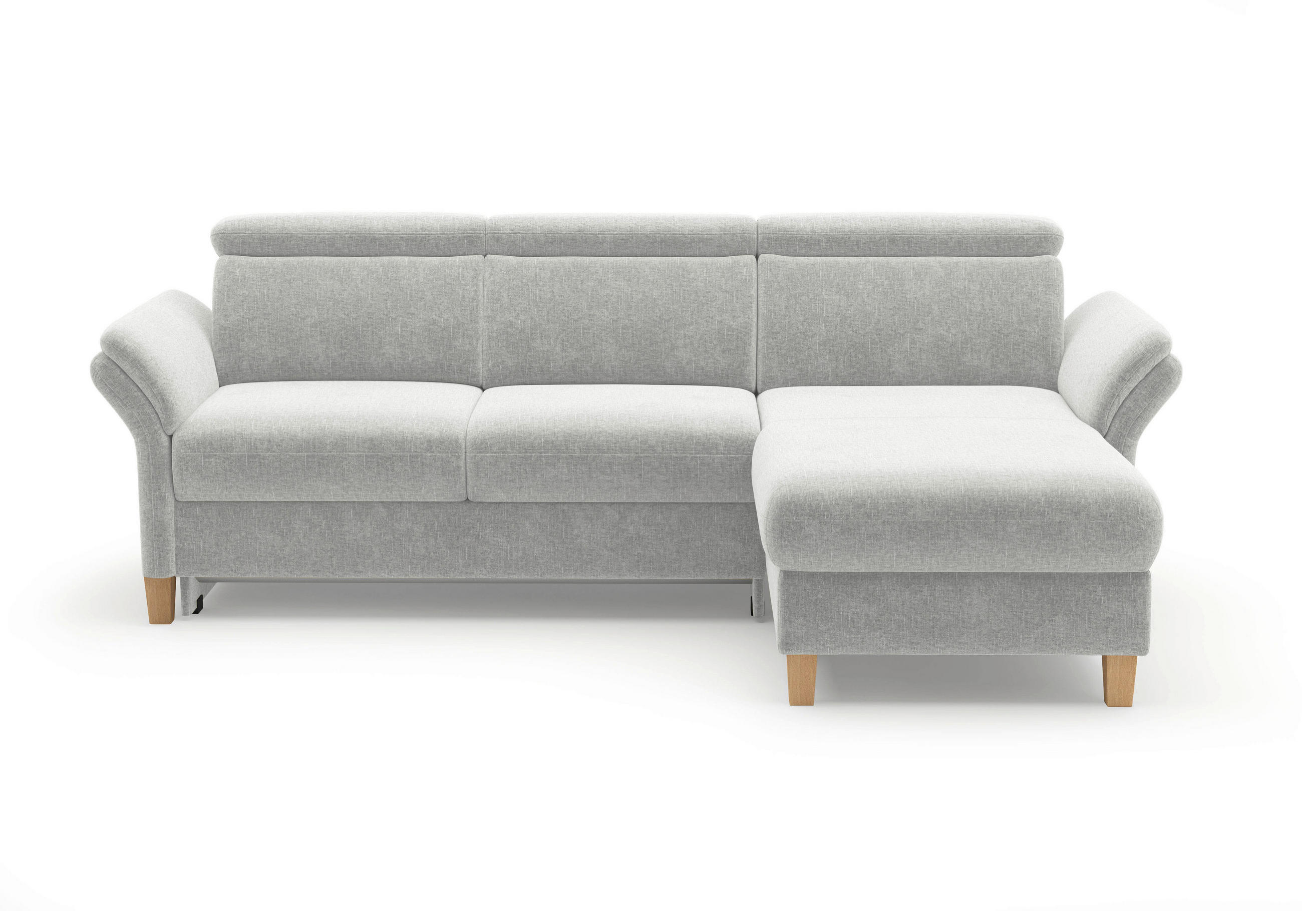 ECKSOFA GLENDALE E Hellgrau Flachgewebe  - Eichefarben/Hellgrau, KONVENTIONELL, Holz/Textil (253/166cm) - Sit & More