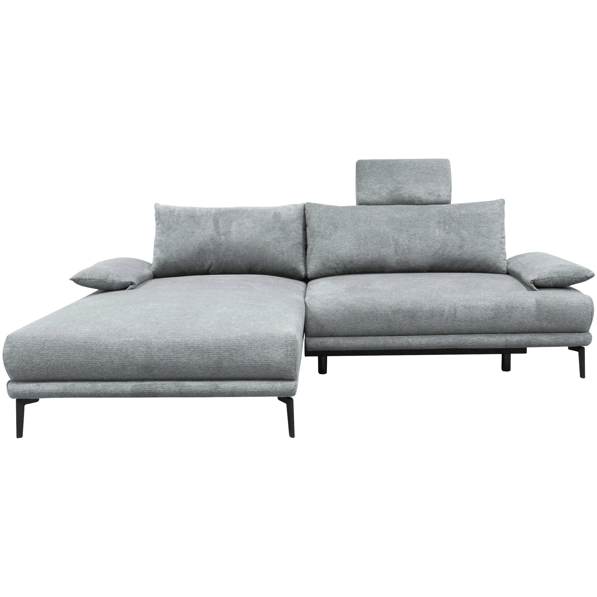 ECKSOFA Grau Webstoff  - Schwarz/Grau, Design, Textil/Metall (192/260cm) - MID.YOU