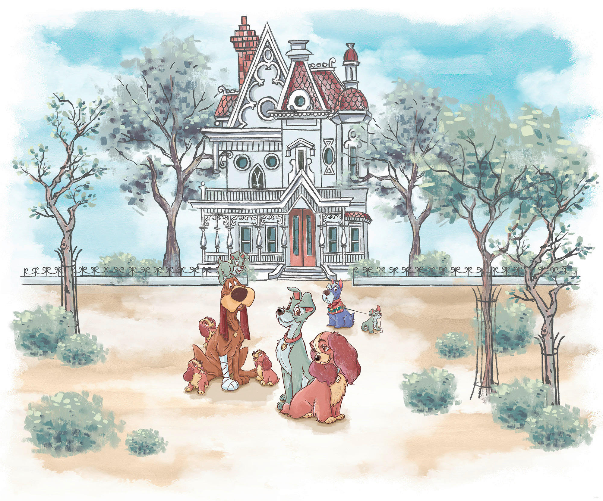FOTOTAPETE LADY AND THE TRAMP  - Naturfarben, Design, Textil (300/250cm) - Disney