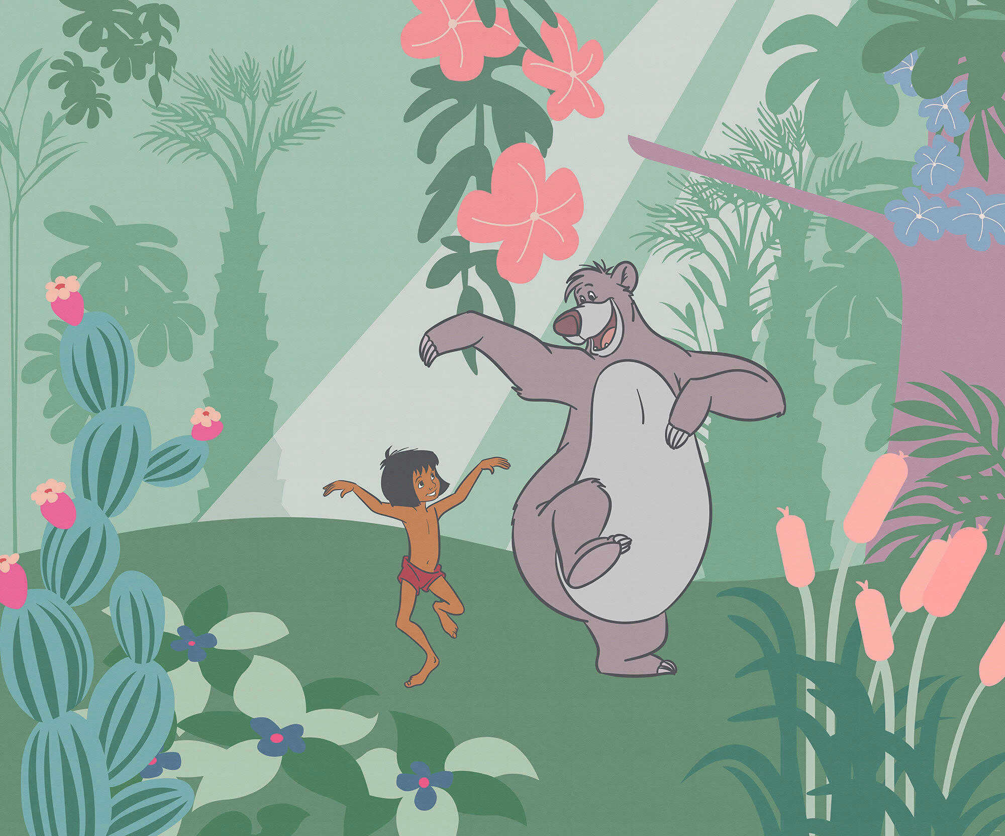 Disney Fototapete Jungle Book Just Kidding Grün, Mehrfarbig 300x250 cm