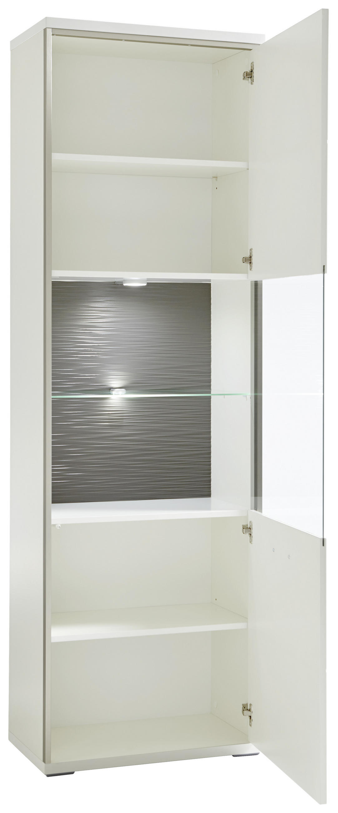 VITRINE in Grau, Silberfarben, Weiss, Weiss Hochglanz  - Weiss Hochglanz/Weiss, Design, Glas/Holzwerkstoff (64/201/38cm) - Livetastic